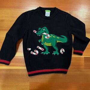 Dinosaur Christmas tree candy cane holiday sweater